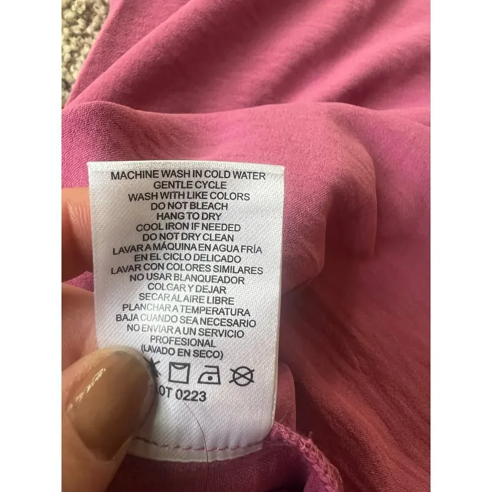 NWT Hilary Radley Women's Button Front Blouse, Large, Dark Pink. Lightweight - Picture 11 of 11
